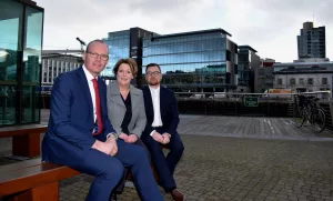 Tánaiste Opens New Science Talent Office in Cork - Simon Coveney TD, Tánaiste (Deputy PM) of Ireland; Kelly Morton, MD of SRG; and Paul O’Brien, Associate Director, Ireland at SRG.