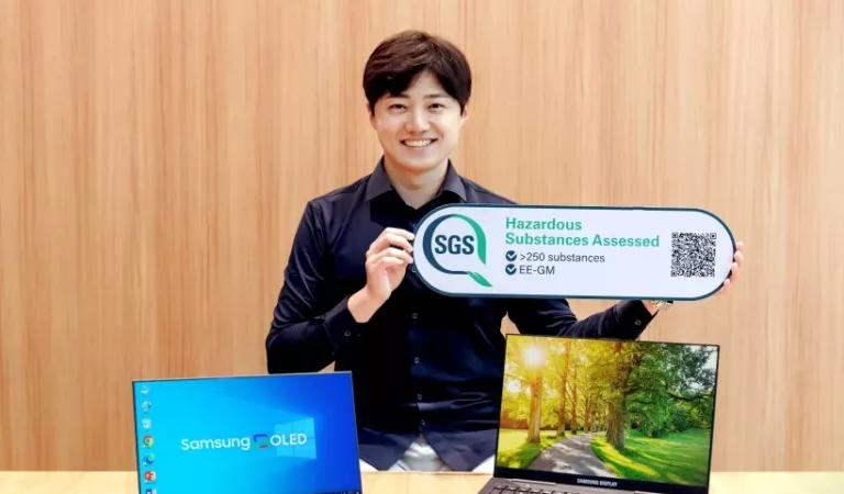 SGS Green Mark (ECCS, HSA) Awarded to Samsung Display in Industry First for OLED Laptop Displays