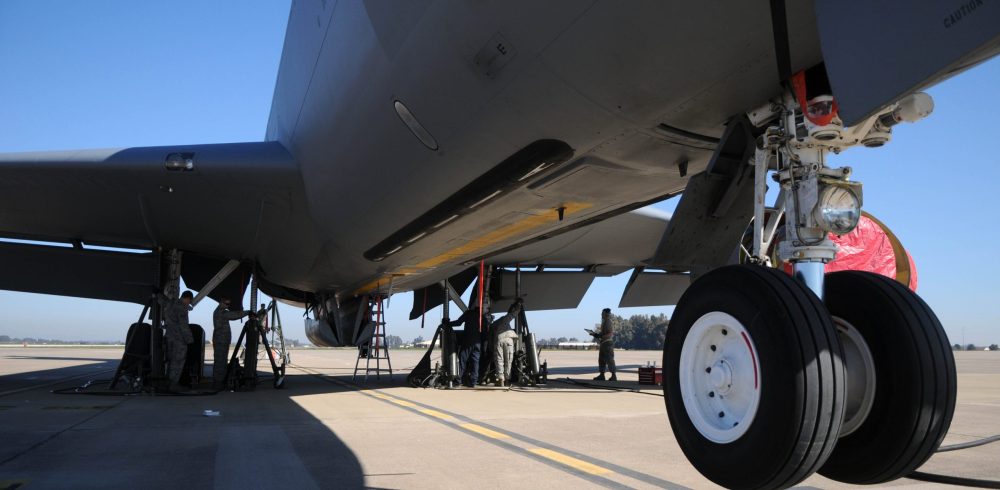 Deployed KC-135 gets all jacked up