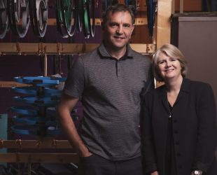 Sam Pearce and Gemma Pearce, Loopwheel's co-founders, at their manufacturing facilities in Boughton, Notts, 25 June 2019