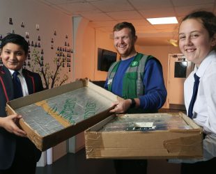 Picture: Lorne Campbell / Guzelian 
Pupils from Bradford Forster School , Bradford, West Yorkshire, visit Mansfield Pollard's offices and factory in Bradford, as part of Bradford Manufacturing Weeks 2022.
PICTURE TAKEN ON FRIDAY 14 OCTOBER 2022