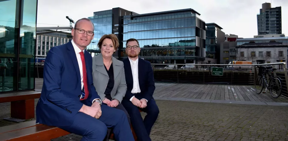 Tánaiste Opens New Science Talent Office in Cork - Simon Coveney TD, Tánaiste (Deputy PM) of Ireland; Kelly Morton, MD of SRG; and Paul O’Brien, Associate Director, Ireland at SRG.