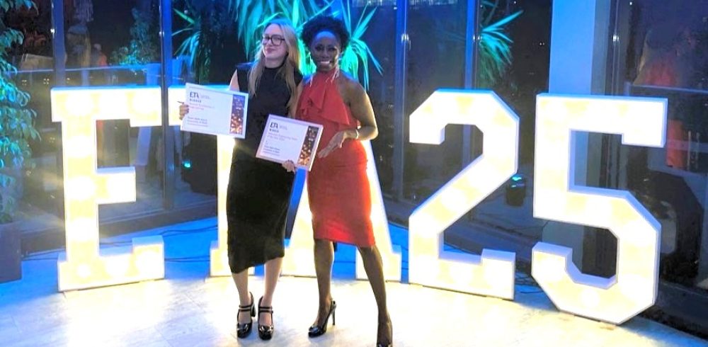 Team Bath Heart team leader Alabama Cawley receives ETA awards from host Fayon Dixon