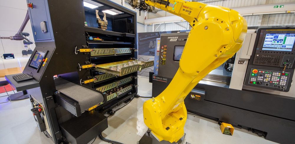 The Mills CNC SYNERGi Premier robot cells have two-way loading and unloading drawers