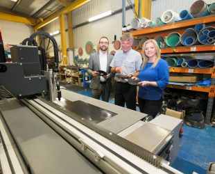 From the left, Onur Eren (WMG at the University of Warwick), Tim Kirby (Made Smarter West Midlands) and Laura Hill (Wright Rubber)
