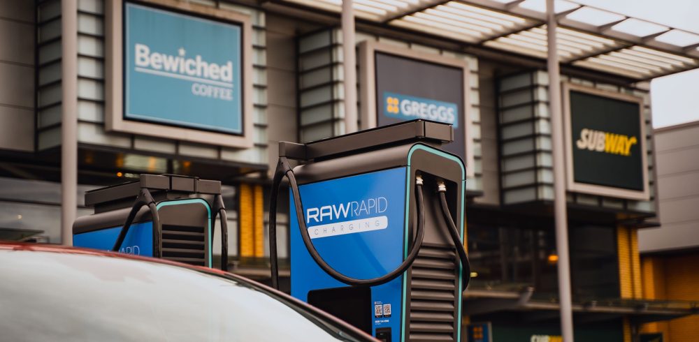 RAW Charging ultra-rapid EV charging hub at Leamington