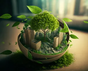 Sustainable global business investment in environment concept.