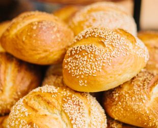 Fresh bread from cereals with seeds from a bakery. Healthy and nutritious food. The product contains carbohydrates.