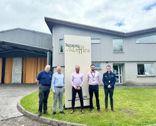 Pic caption: Bruce Anderson, PLATCON Ltd, Lynn Davies POET Systems Ltd, Ray D’Arcy Tregroes Waffles, and Ashley Pullen and Jordan Jenkins from UWTSD’s PACE team.